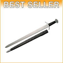 Load image into Gallery viewer, Authentic 39" Viking Sword - Stainless Steel Blade, Black Handle, &amp; Sheath