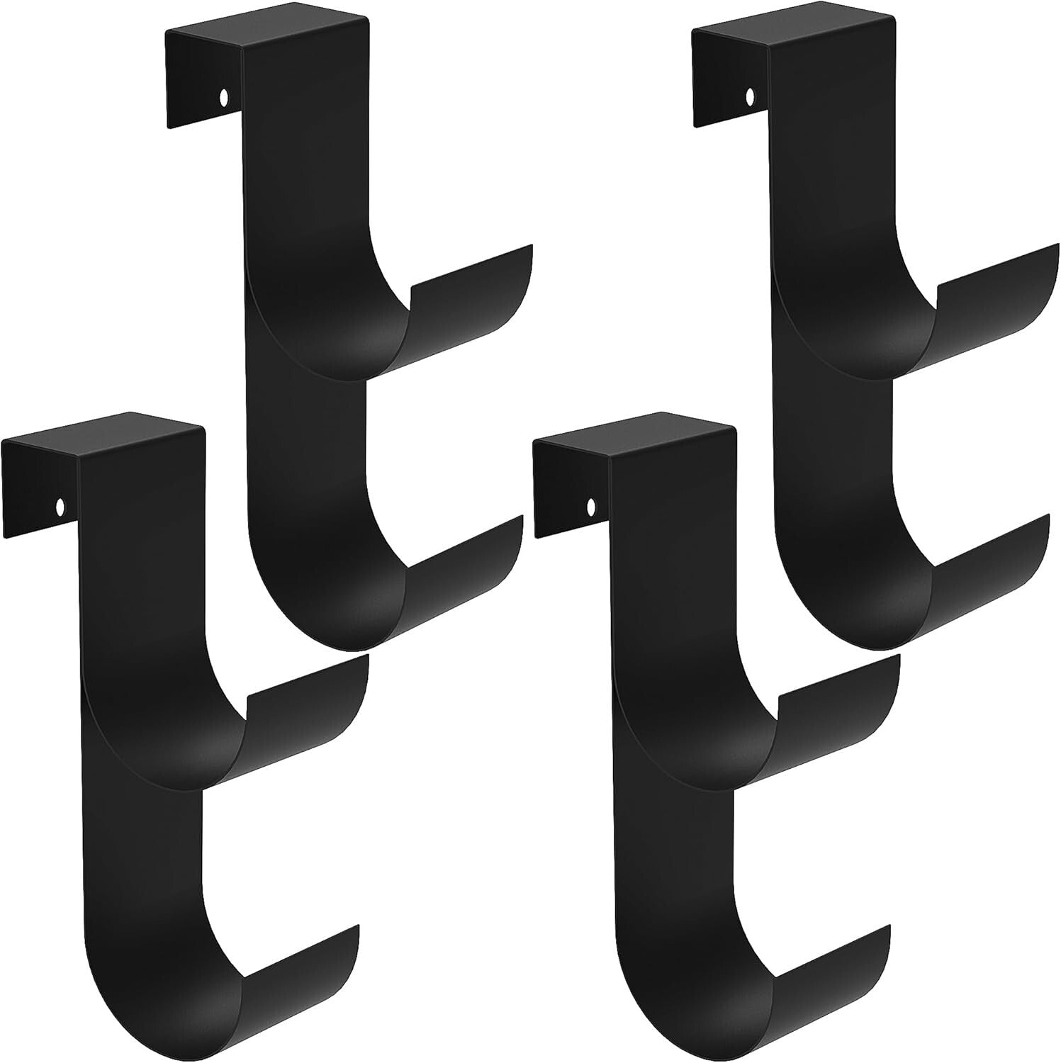 4-Piece Heavy-Duty Pool Fence Hooks - Slip-On Black Hangers for Outdoor Storage