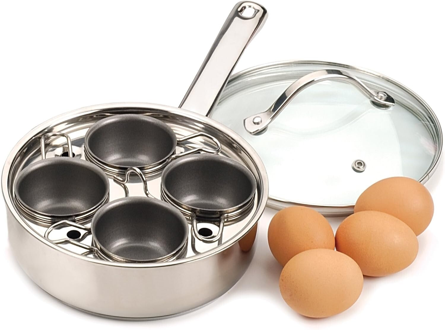 Perfectly Poached Eggs in Minutes - Stainless Steel Egg Poacher Set for 4