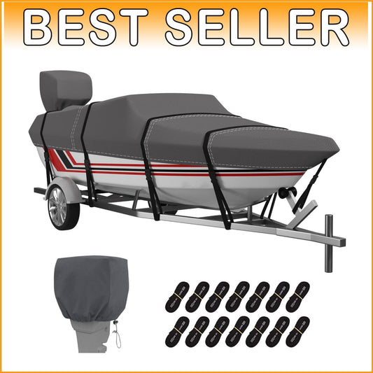 Durable Water-Resistant Boat Cover for 24-26 ft V-Hull Boats - 3 Year Warranty