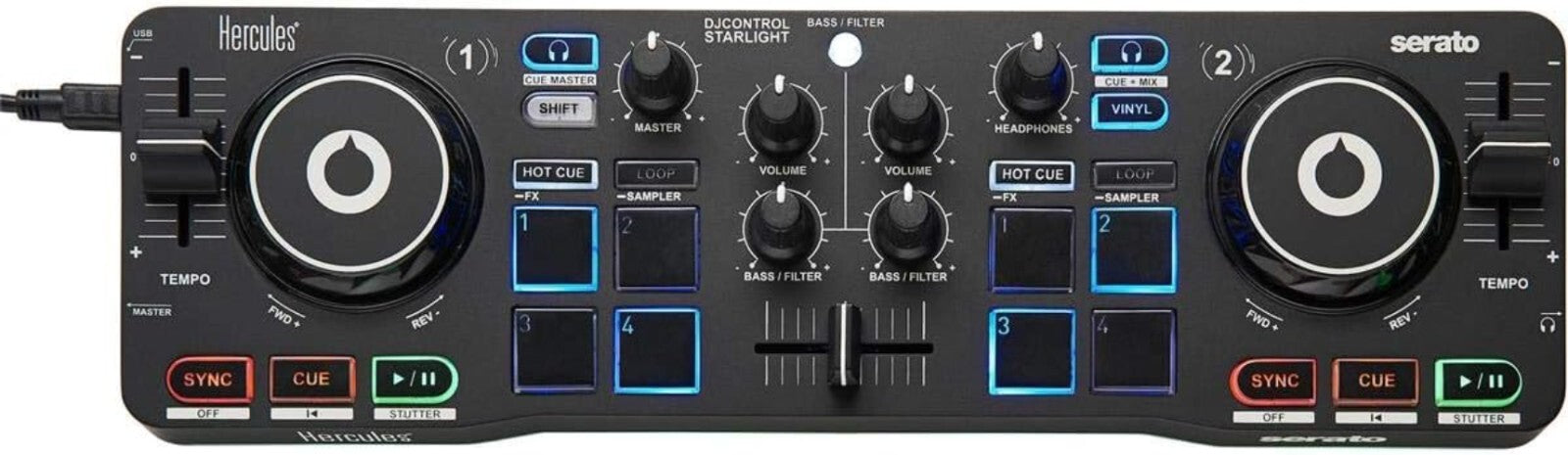 Pocket USB DJ Controller with RGB Light Show & Serato DJ Lite - Fun Mixing