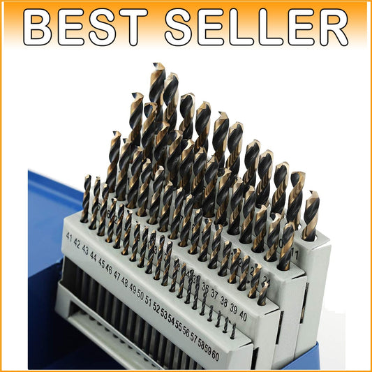 Corrosion-Resistant Drill Bit Set with 135° Points - 60-Piece Indexed Storage