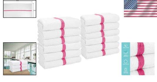 All-Purpose Quick-Dry Bath Towels - 6 Pack of 22x44 in Cotton Towels in Pink