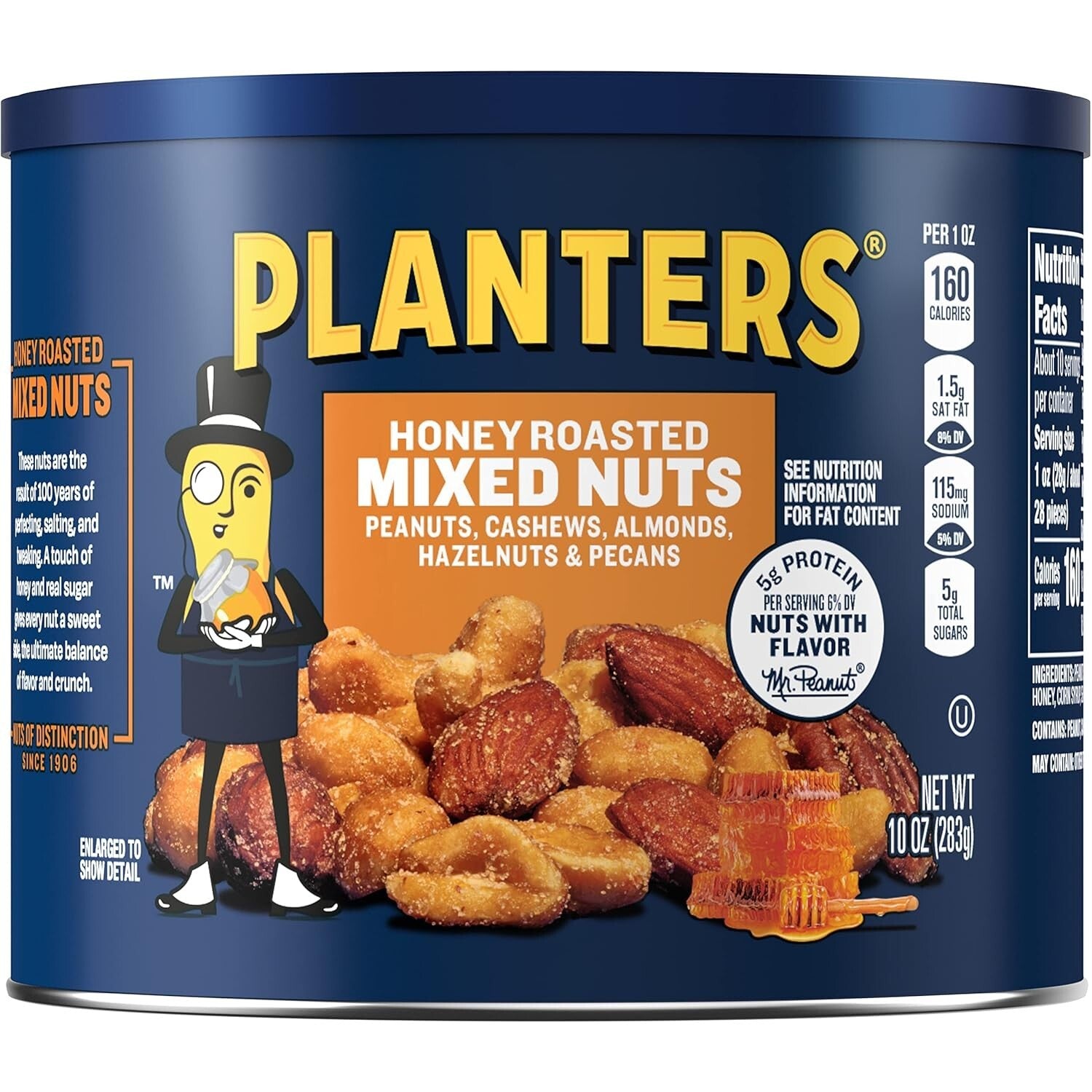 Crunchy Honey Roasted Mixed Nuts Canister - 5g Protein & 50% Less Sodium
