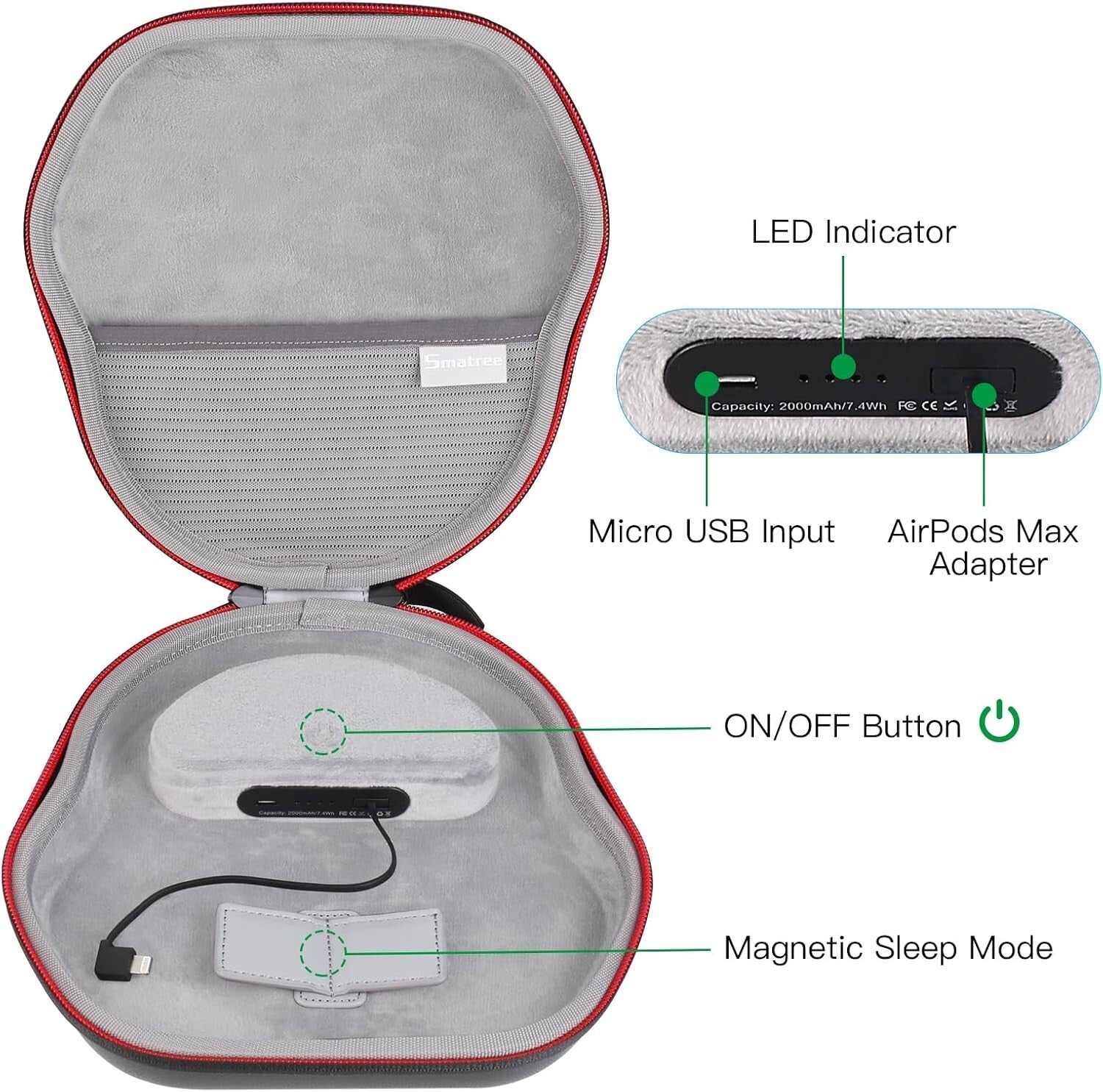 AirPods Max 2000mAh Battery Case with Sleep Mode - Perfect for Travel & Charging