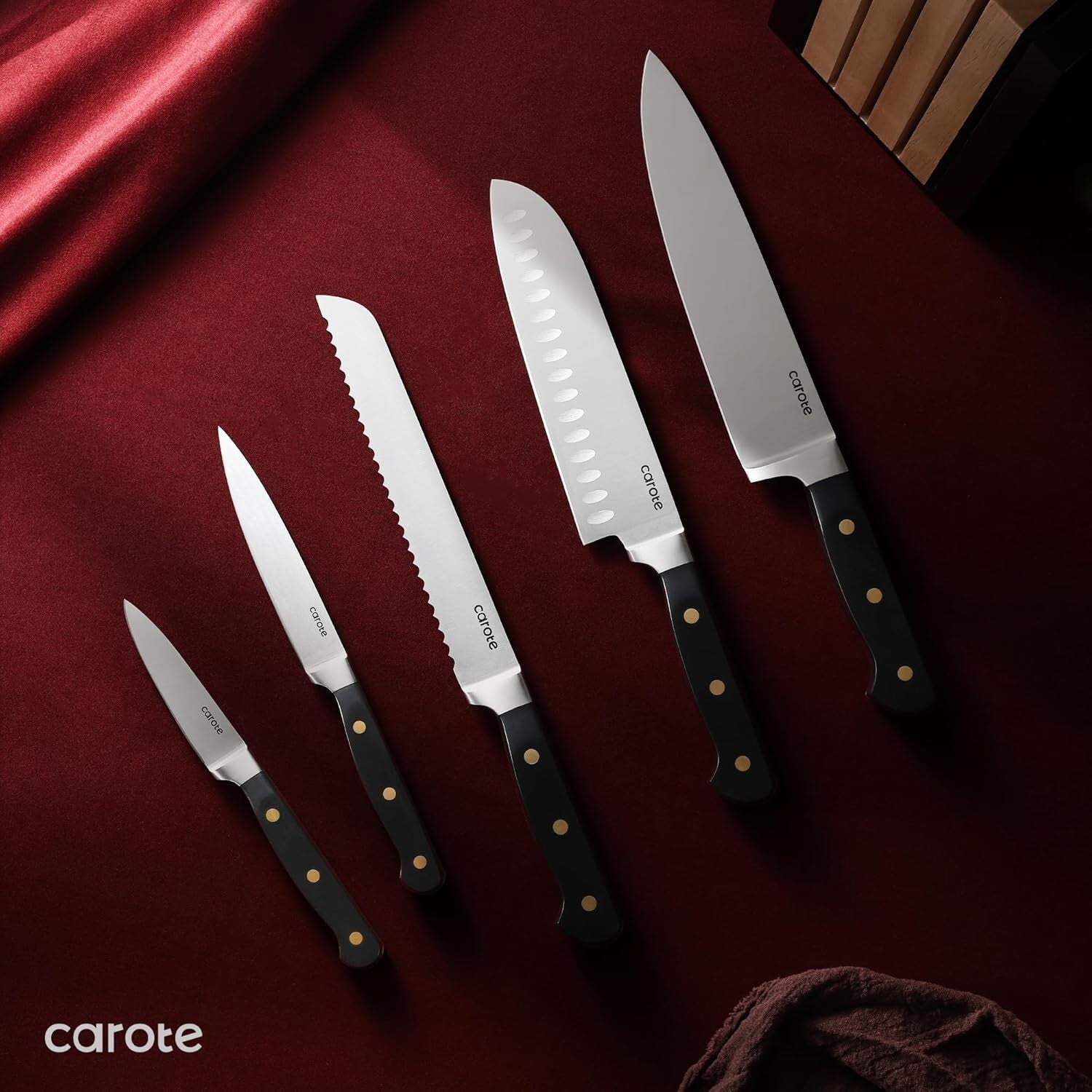 11-Piece Black Kitchen Knife Set with Magnetic Block - Razor Sharp & Ergonomic