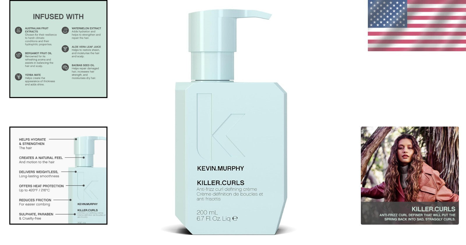 Killer Curls 6.7 oz Frizz Control Cream - Gentle UV Protection for All Hair