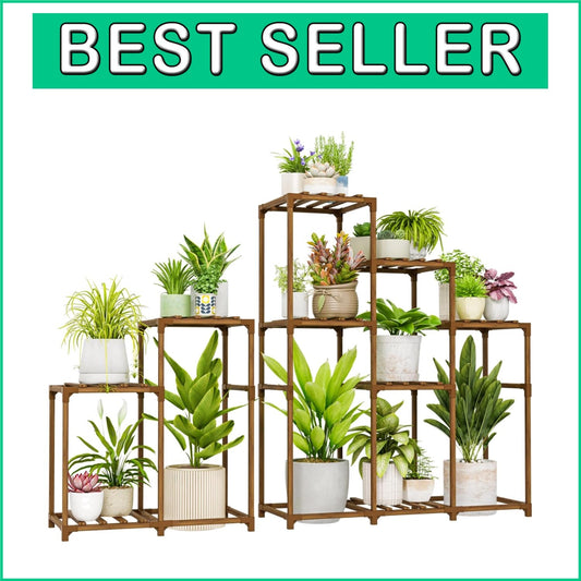 Elegant 2 Sets of Indoor/Outdoor Plant Stands - 3-Tier Wooden Racks for 12 Pots