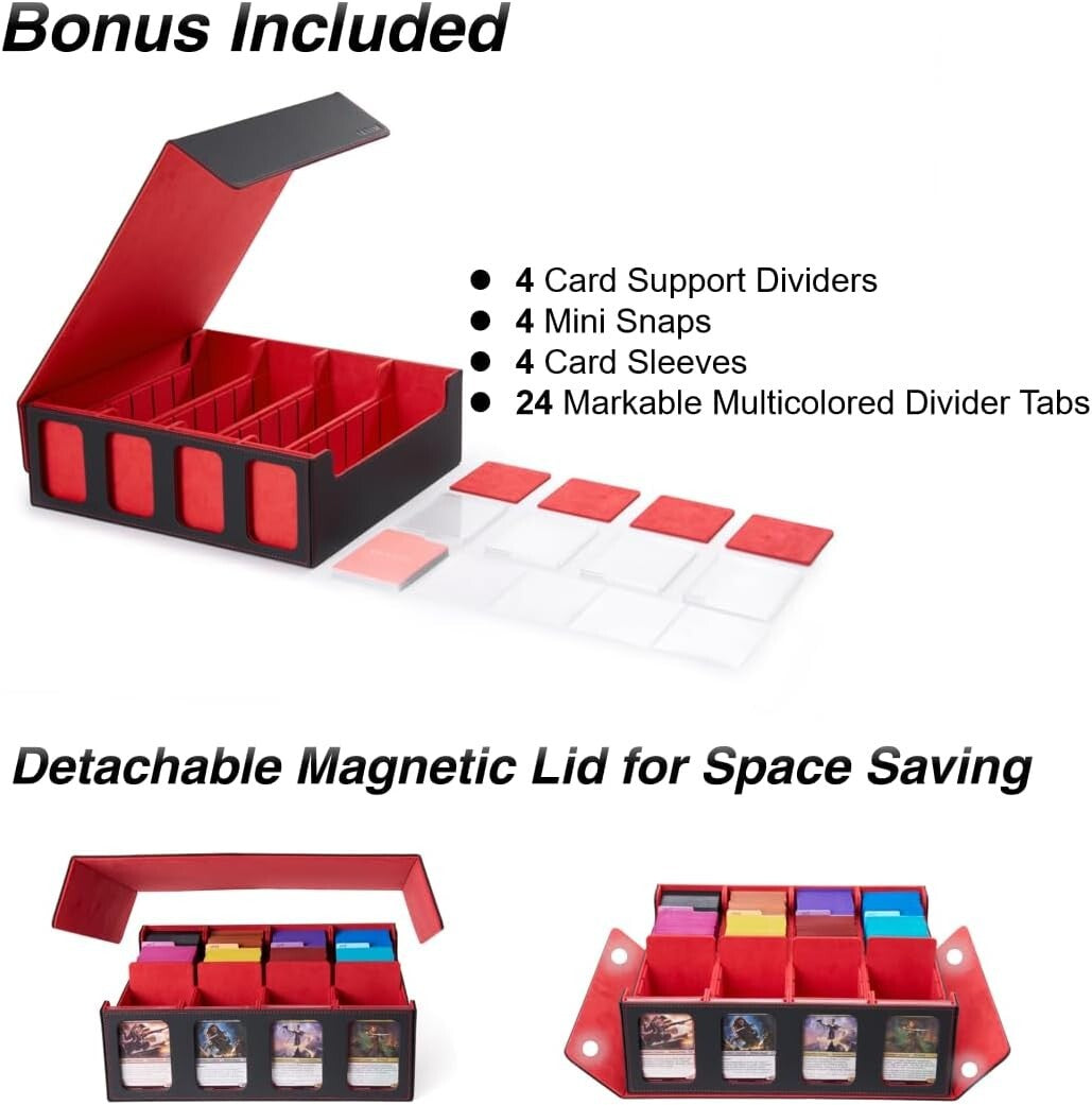 Versatile 3000+ Card Collection Box with Colorful Dividers & Play Mat Feature