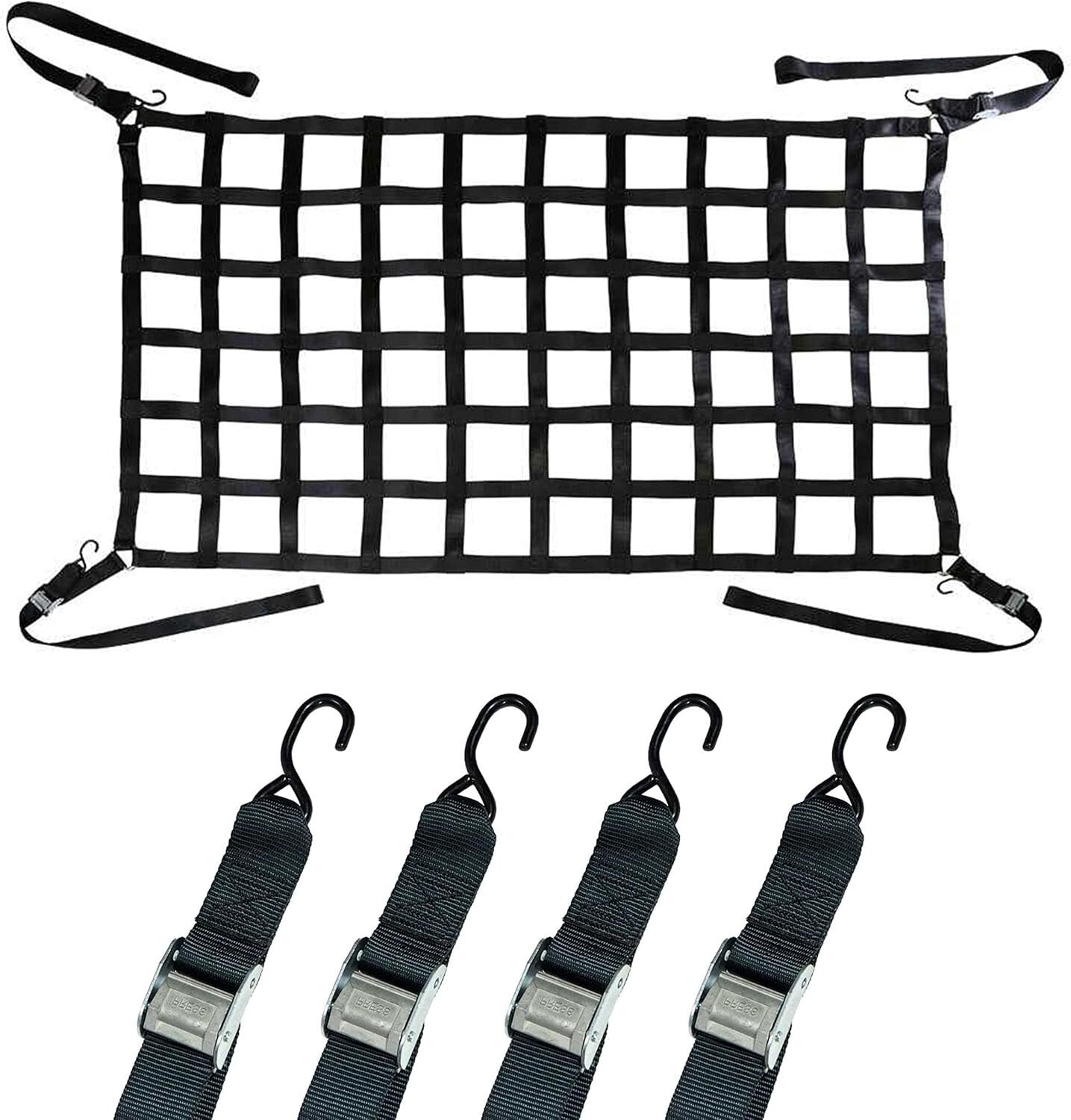 Durable Cargo Net with 10,000 lbs Strength - Perfect for Long Truck Beds 82x50"