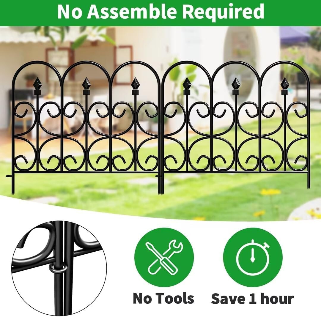 Stylish 10ft Decorative Garden Fence - 5 Rustproof Panels, Easy Storage Design