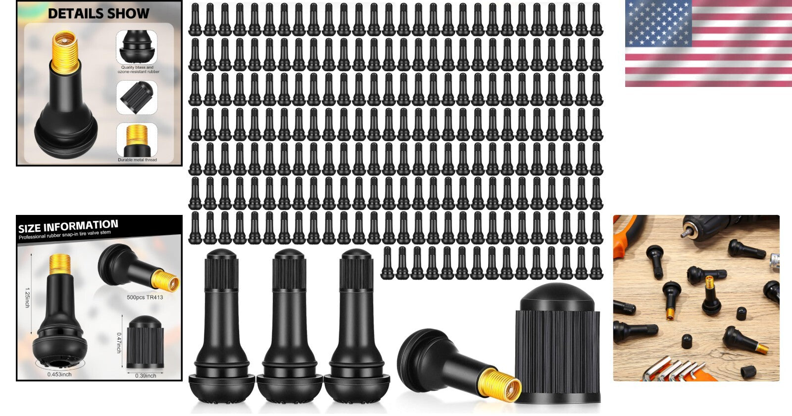500 Ozone-Resistant Rubber Valve Stems – Perfect for Cars, Trucks & Bikes