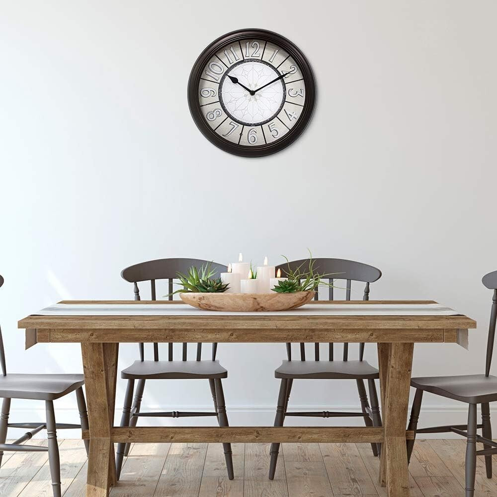 Elegant Battery Operated 12.6'' Farmhouse Clock - Quartz Movement & Illumination