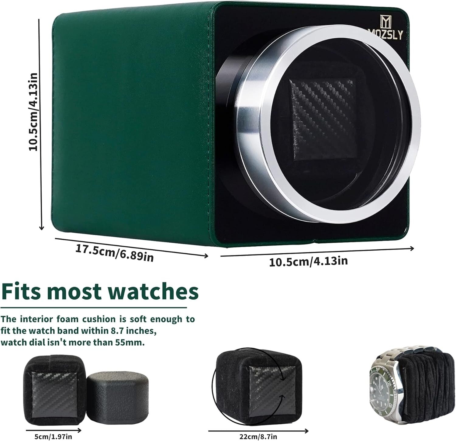 Elegant Automatic Watch Winder - Leather Design with 12 Quiet Rotation Settings