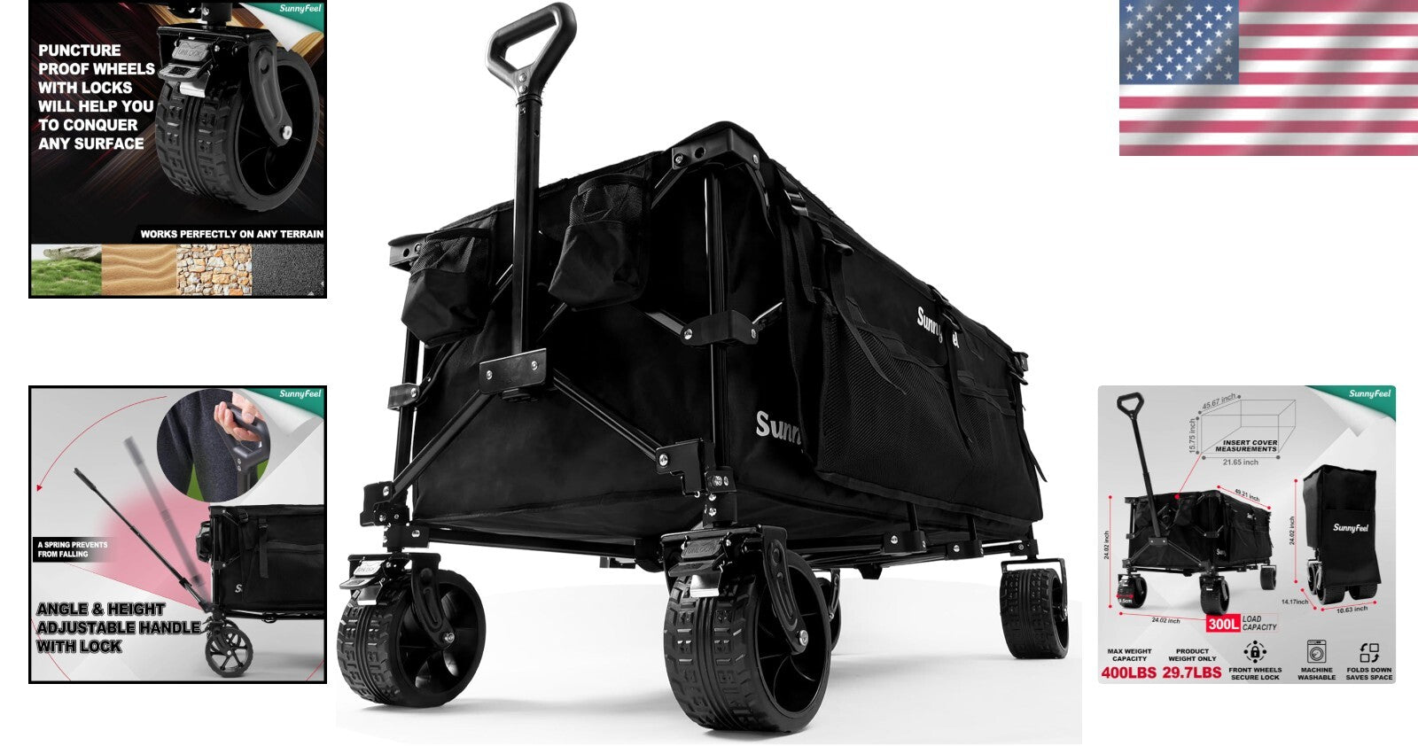 49'' Heavy-Duty Wagon Cart with All-Terrain Wheels - Perfect for Garden & Sports