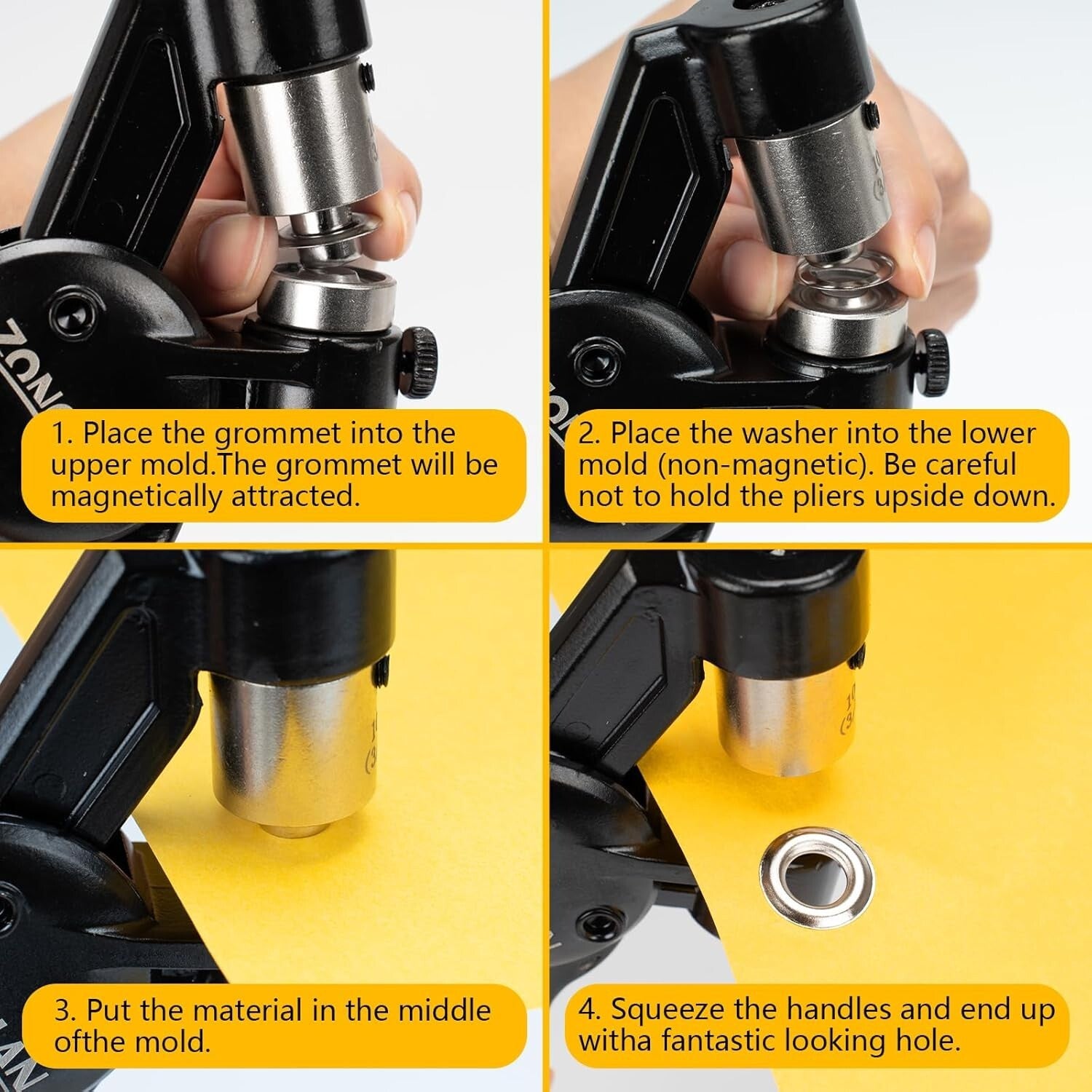 Professional Grommet Tool Kit - 900 Sets of Rust-Free Eyelets for DIY Projects