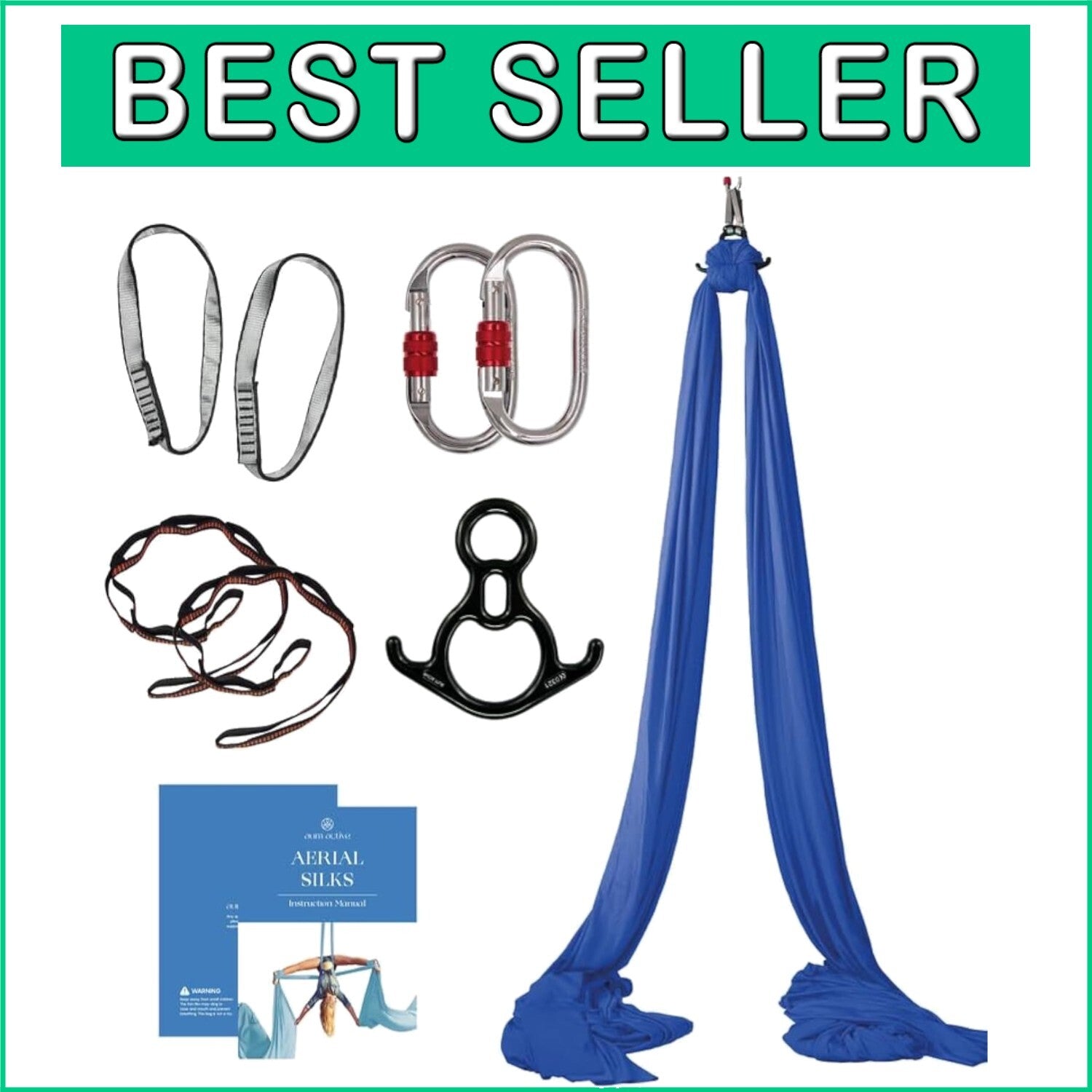 Durable Aerial Silks Starter Kit - 9 Yards Yoga Hammock with Hardware Included