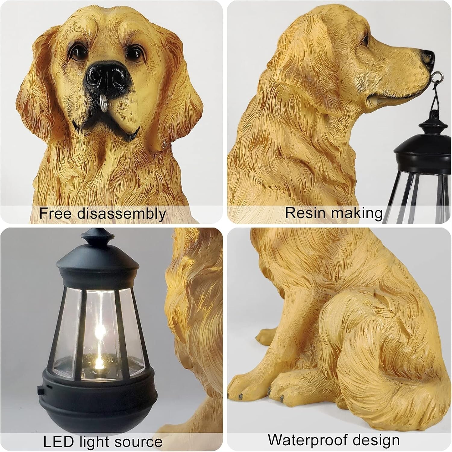 Weatherproof Golden Retriever Solar LED Garden Decor - Perfect Housewarming Gift