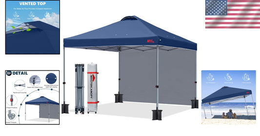 Sturdy 10'x10' Outdoor Canopy Tent with Vent and Sidewall - Easy Portable Design