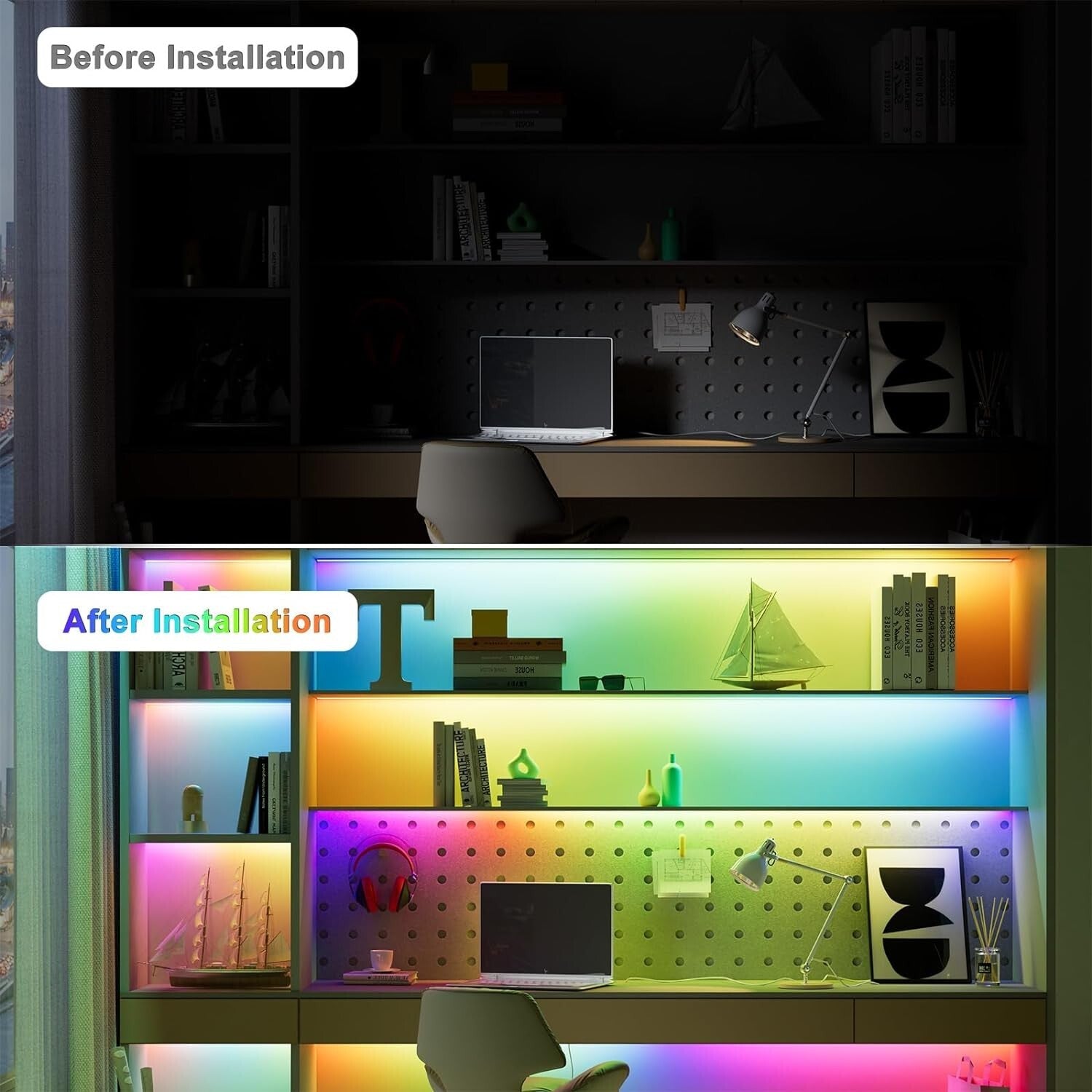 Flexible 16.4ft RGB Smart LED Strip; Music Sync & Timer Functions Included