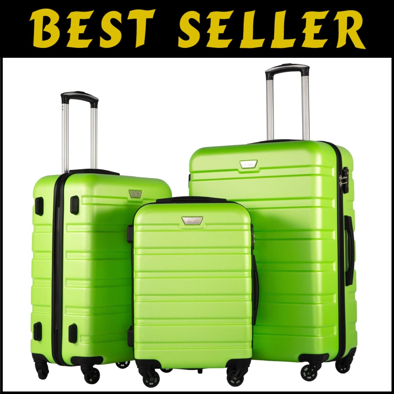 Apple Green 3-Piece Travel Luggage Set - Ergonomic Design, Ultimate Security