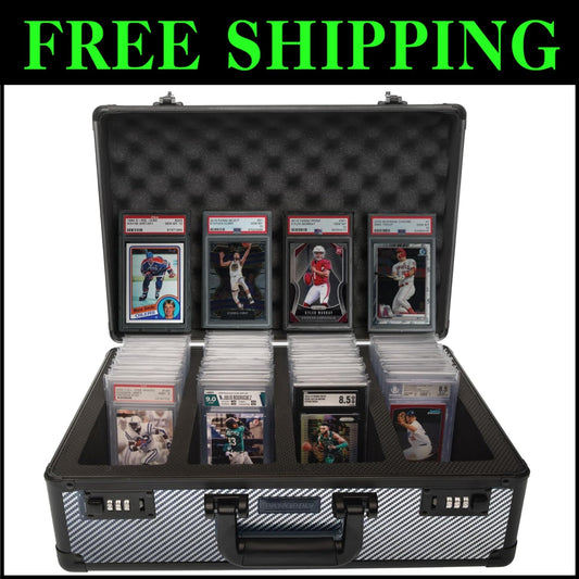 Premium Carbon Fiber Graded Card Storage Box - 4 Row PSA Case (Water-Resistant)