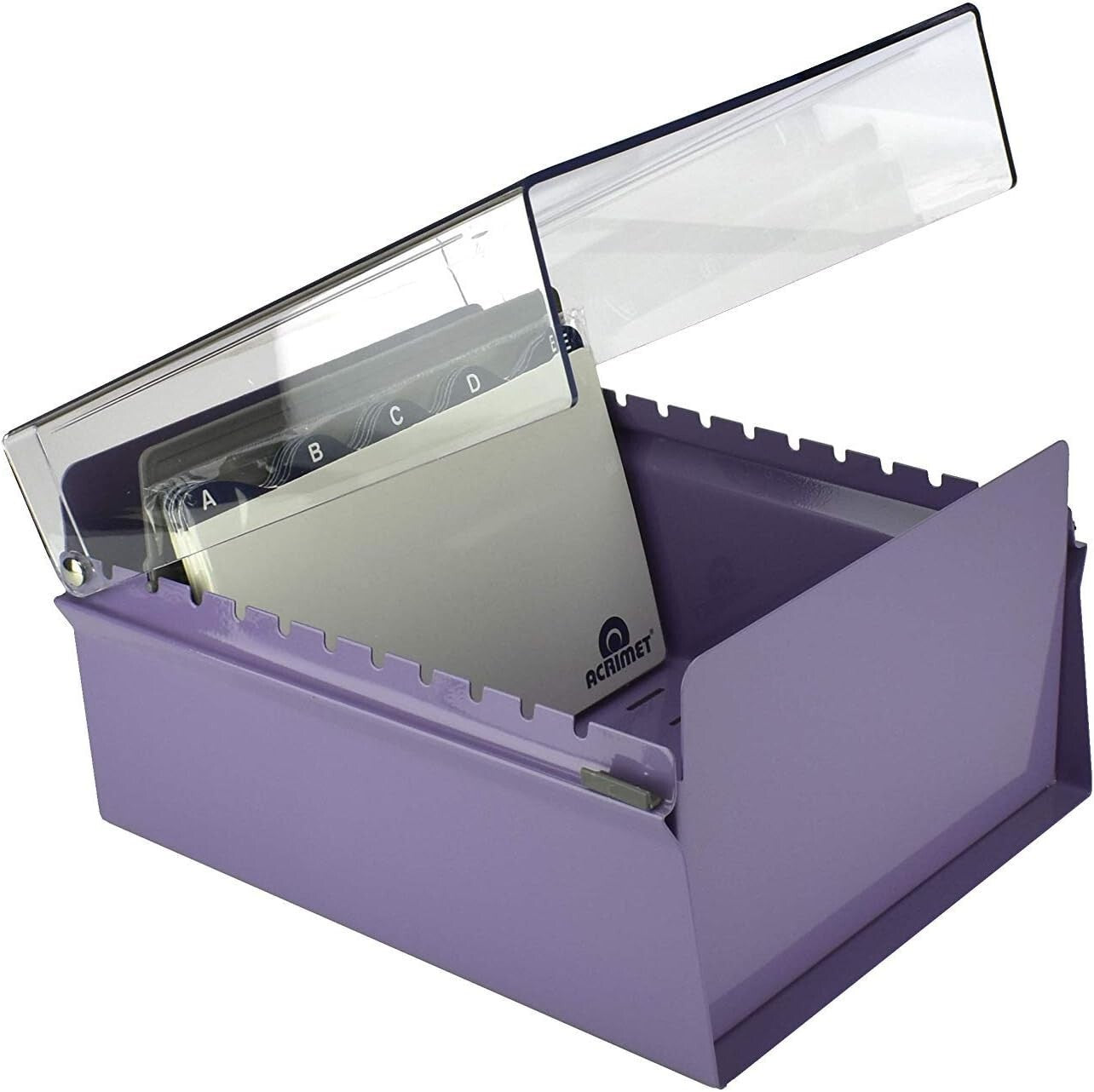5x8 Heavy Duty Index Card Box - Purple with Crystal Lid for Organized Storage