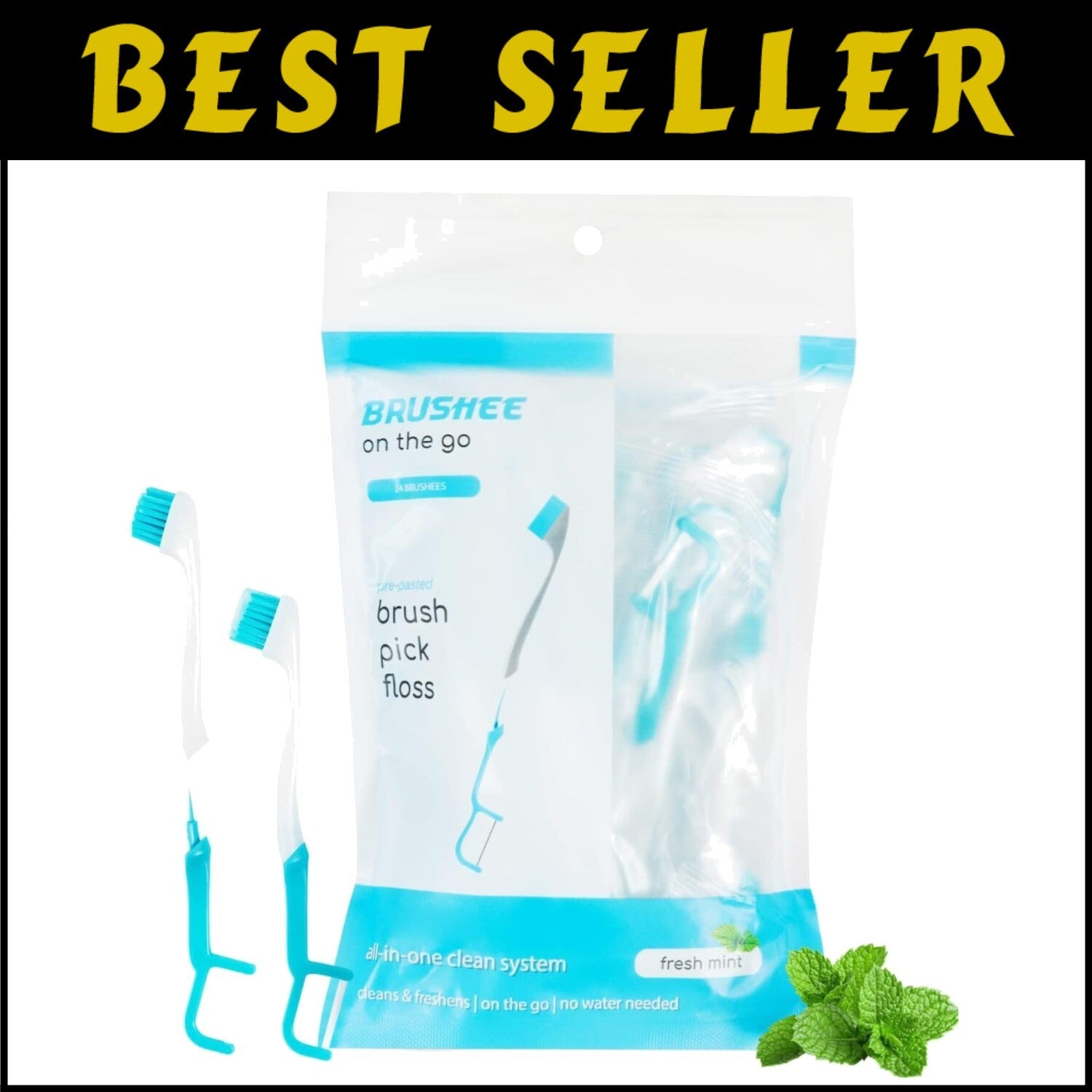 Portable 4-in-1 Travel Toothbrush Set - Brush, Floss, Pick & Paste - 48-Pack