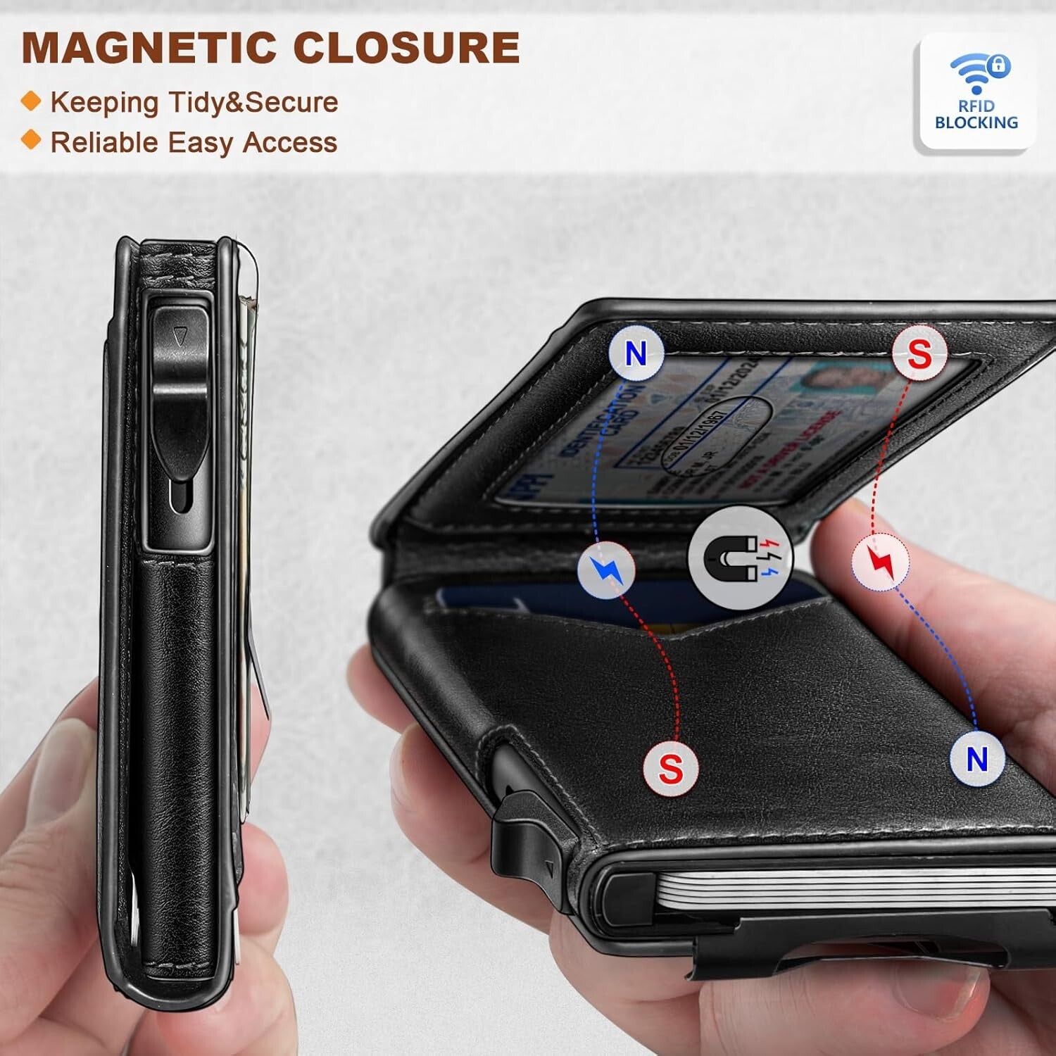 Functional Men's Wallet: Carbon Fiber Slim Wallet with Flipping Leather Case