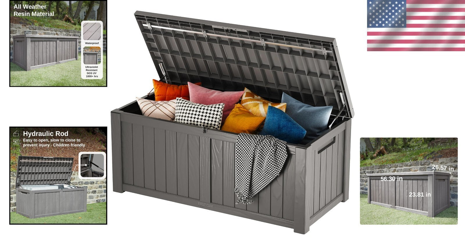 All-Weather Outdoor Storage Bin with 120 Gallon Capacity & Bench Feature