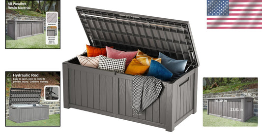 All-Weather Outdoor Storage Bin with 120 Gallon Capacity & Bench Feature