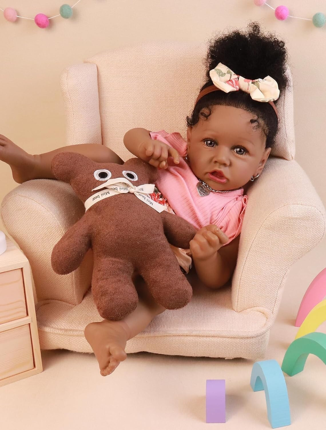 Realistic 22.8" African American Reborn Baby Doll - Ideal for Nurturing Play