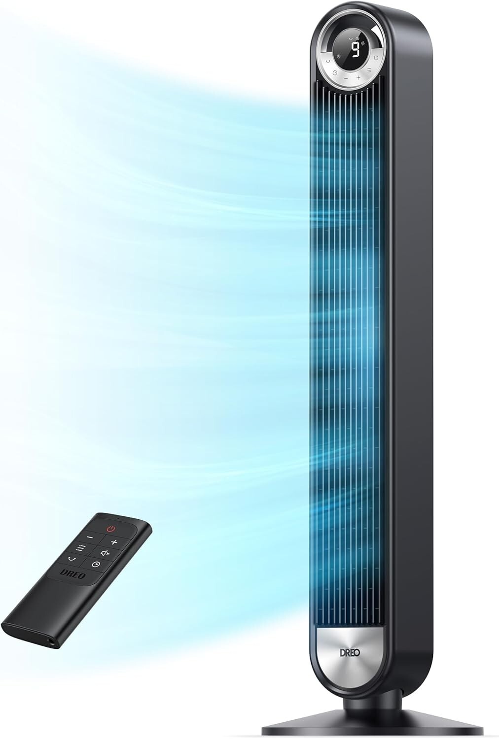 Elegant 90° Oscillating Tower Fan - Remote Control, 25 dB Silent Operation