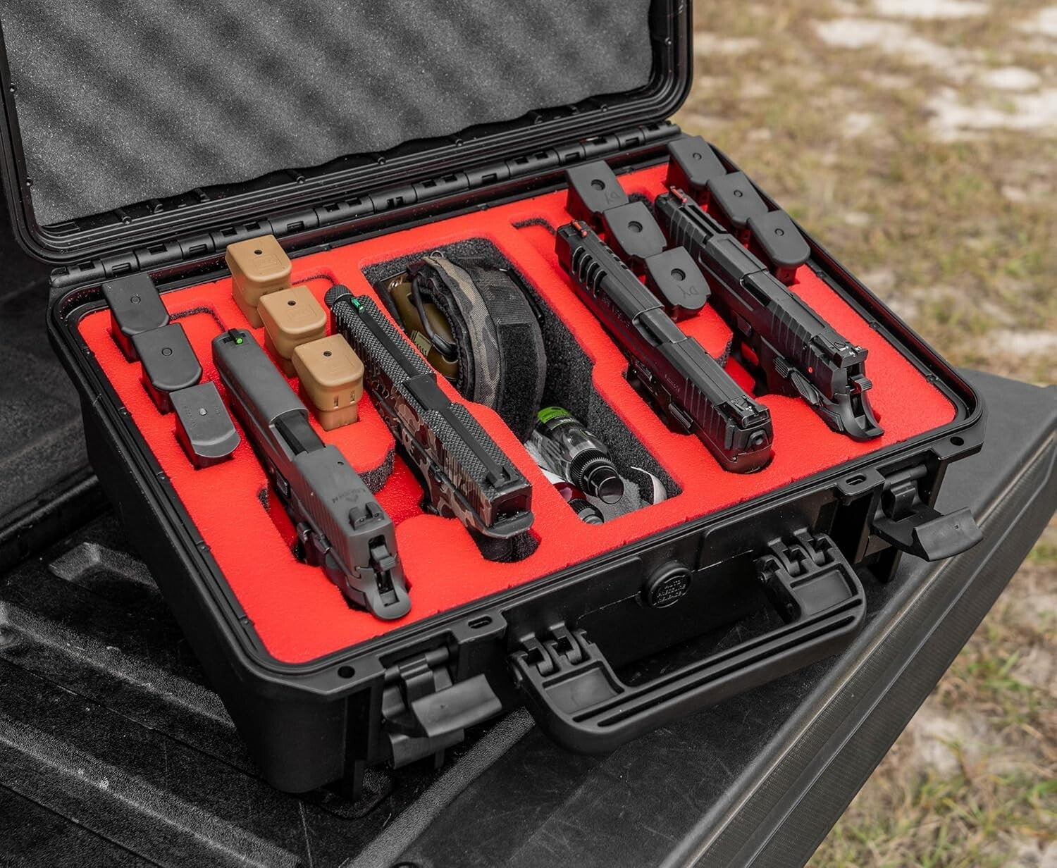 4 Pistol Firearm Case with MILITARY-GRADE Foam Insert - Dustproof & Waterproof
