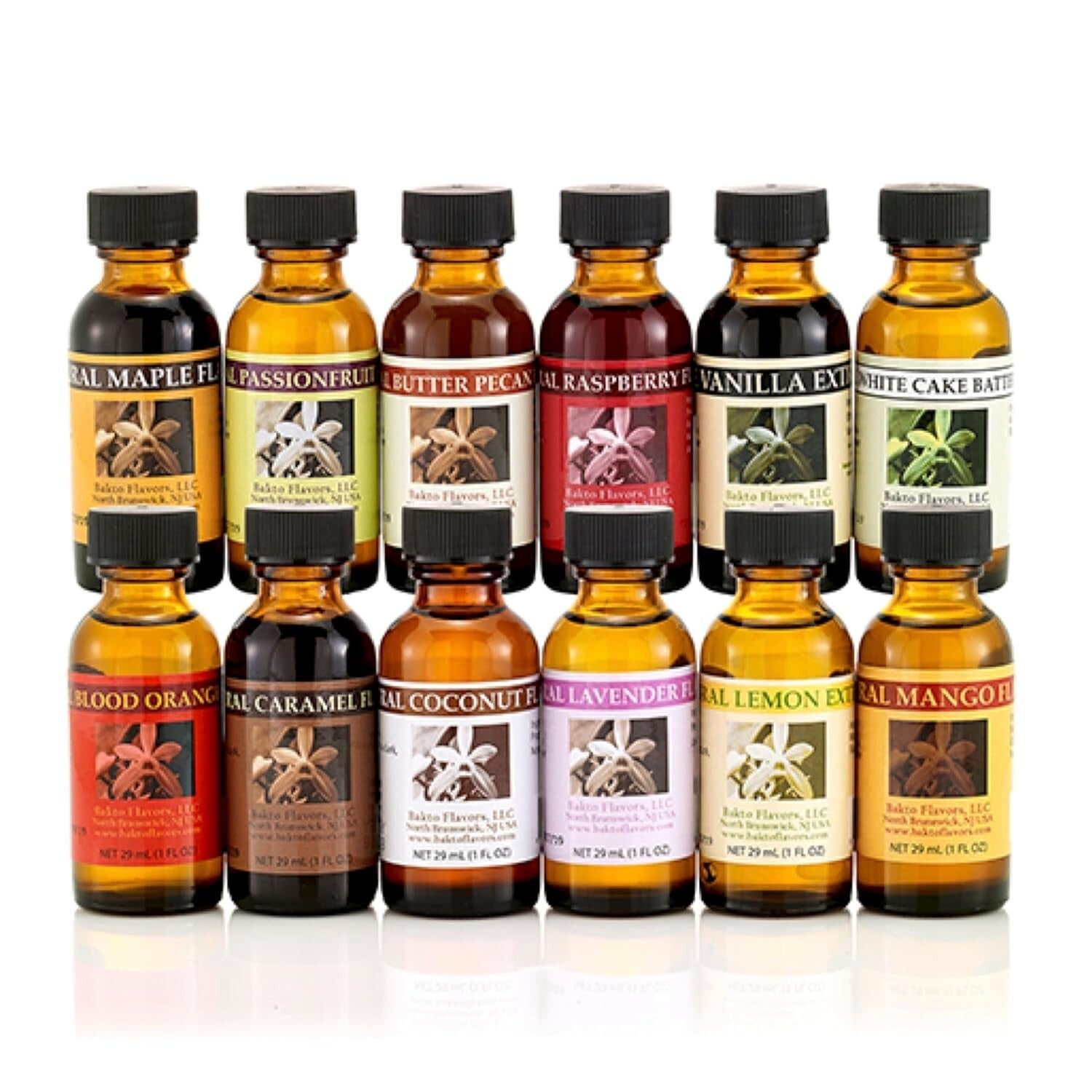 12 Bottle Baker’s Best Flavor Extract Set - Vanilla, Lavender, Caramel & More