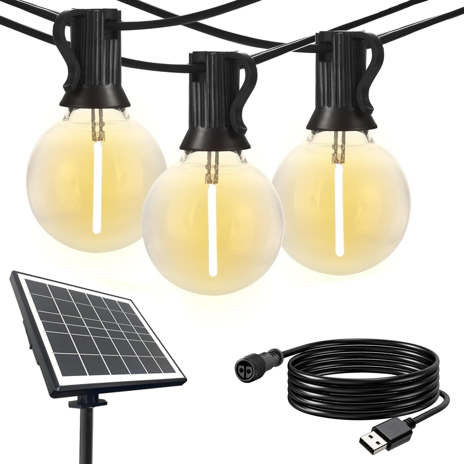 100ft Solar String Lights: 48 Waterproof LED Bulbs for Elegant Outdoor Spaces