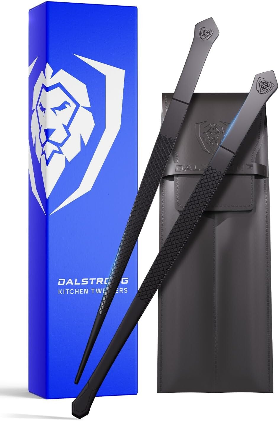 Compact 2-Piece Culinary Tongs Set - Black Titanium & Stainless Steel Tweezers