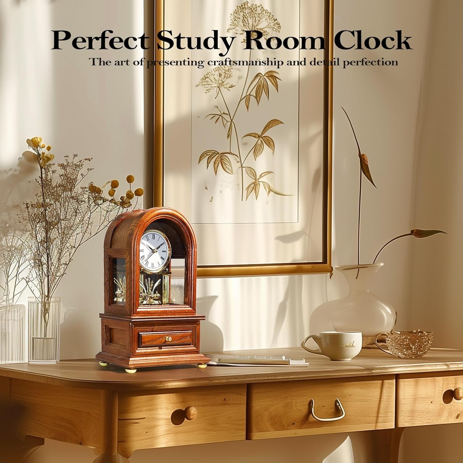 Antique Style Table Clock with Revolving Pendulum: Perfect Anniversary Gift