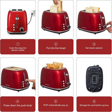 Load image into Gallery viewer, Compact Retro 2 Slice Toaster with Multiple Toasting Modes and Easy Clean Design
