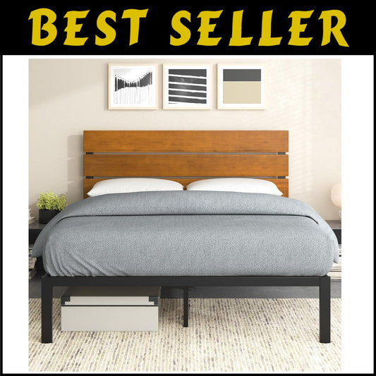 Paul Twin Metal and Bamboo Bed Frame - Easy Assembly, Stylish Under-Bed Storage