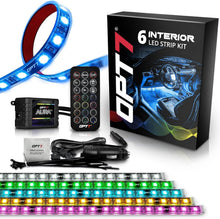 Load image into Gallery viewer, Flexible &amp; Durable Interior Car LED Lights - 6pc with Remote Control &amp; Charger