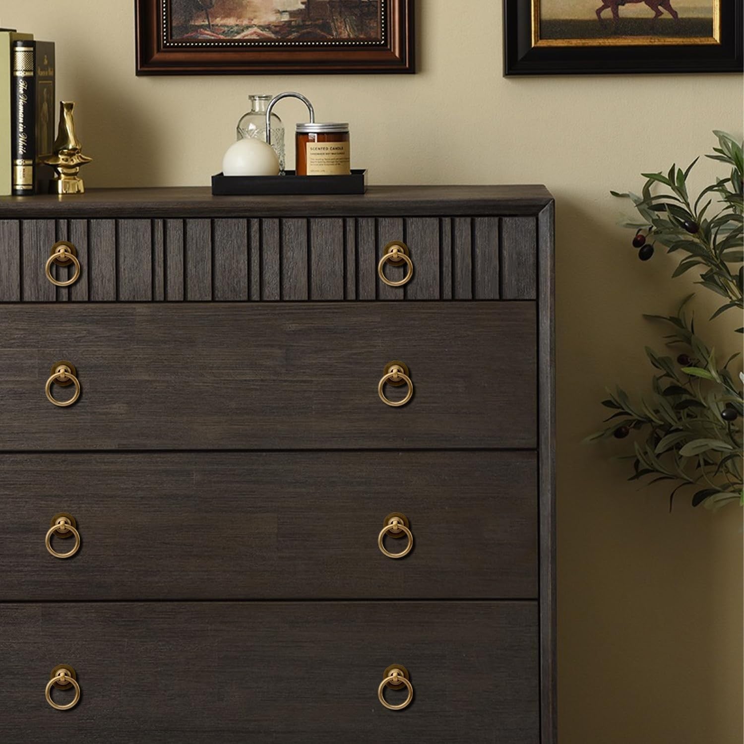 12 Elegant Antique Brass Ring Pulls for Cabinets - Effortless Installation