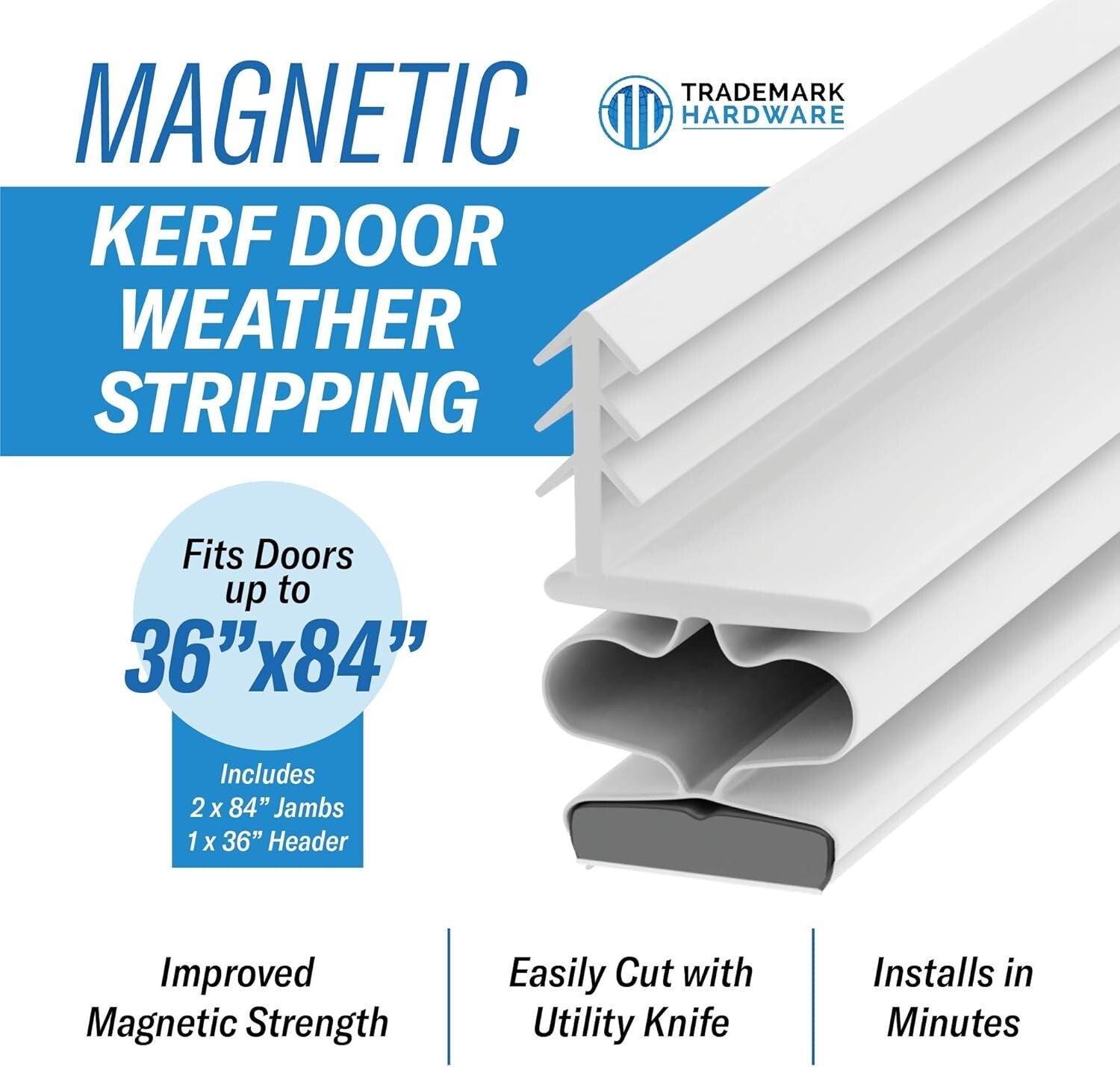 Adjustable Magnetic Weather Stripping Seal for Doors - Full Set 36" x 84"