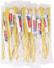 Load image into Gallery viewer, Economical 300 Pack Yellow Disposable Toothbrushes with Toothpaste for Charities