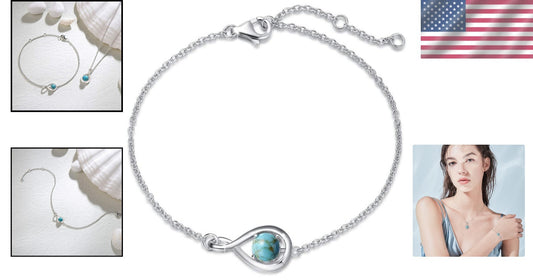 Elegant 925 Sterling Silver Infinity Bracelet with December Turquoise Birthstone