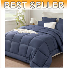 Load image into Gallery viewer, 7-Piece Grayish Blue Full/Queen Bedding Set - All Season Microfiber Comforter