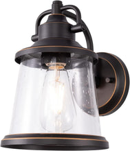Load image into Gallery viewer, Modern Wall-Mounted Lantern with Seeded Glass - Perfect for Outdoor Spaces