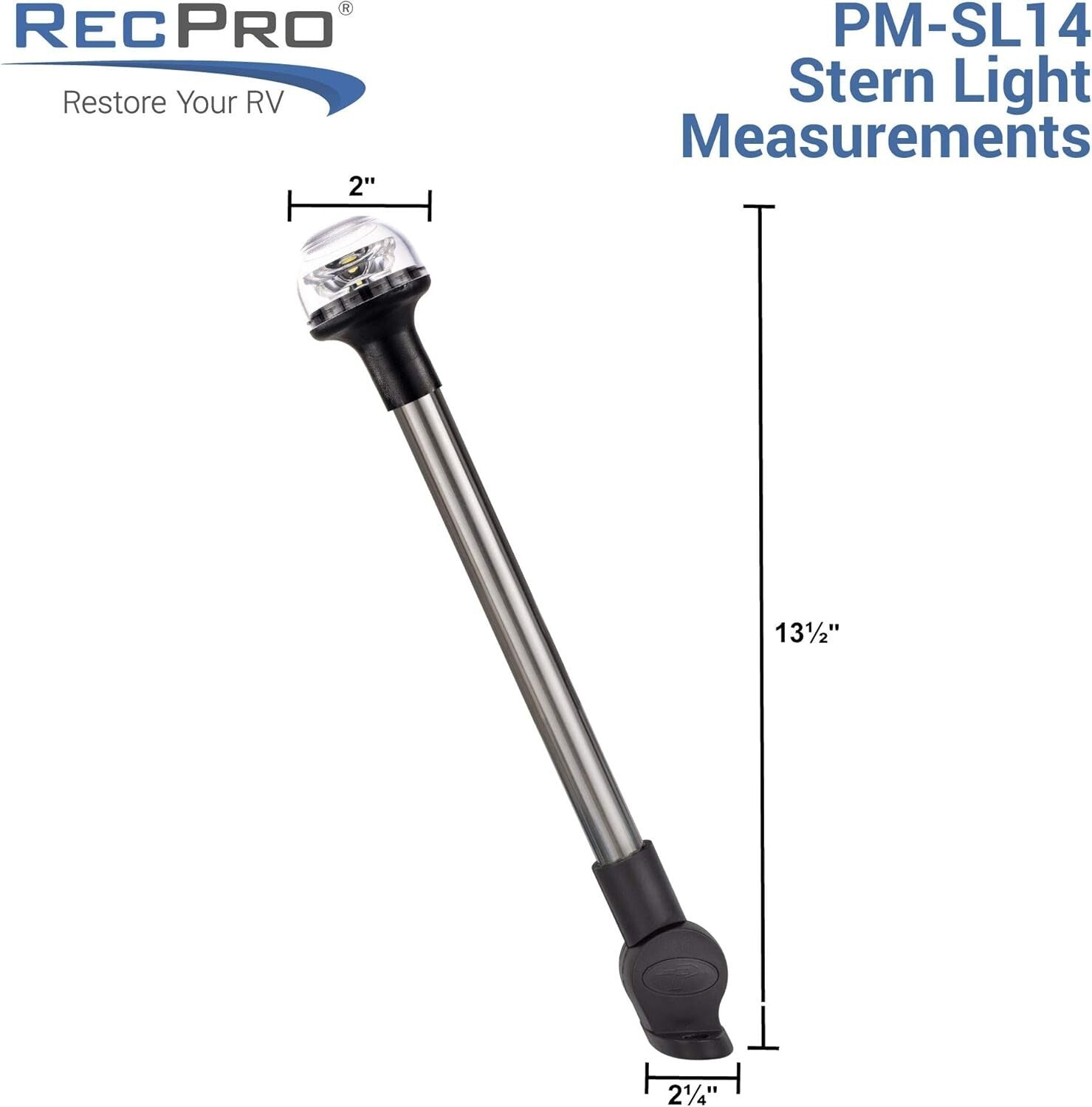 Folding LED Boat Stern Light - Two-Mile Visibility for Safe Night Navigation