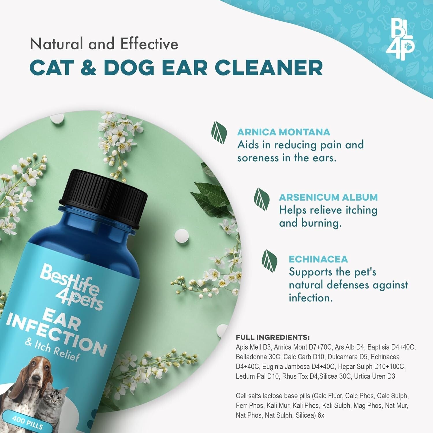 Comprehensive Ear Infection Cure for Pets - 100% Natural Ingredients, 400 Pills