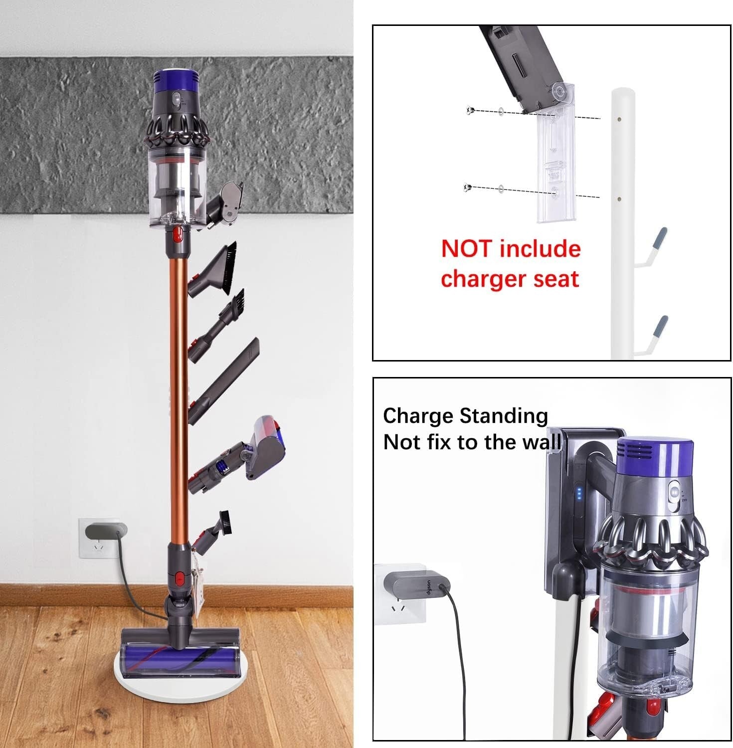 Stylish Cordless Vacuum Stand with Adjustable 6 Hooks - Fits V11, V10, V8 Models